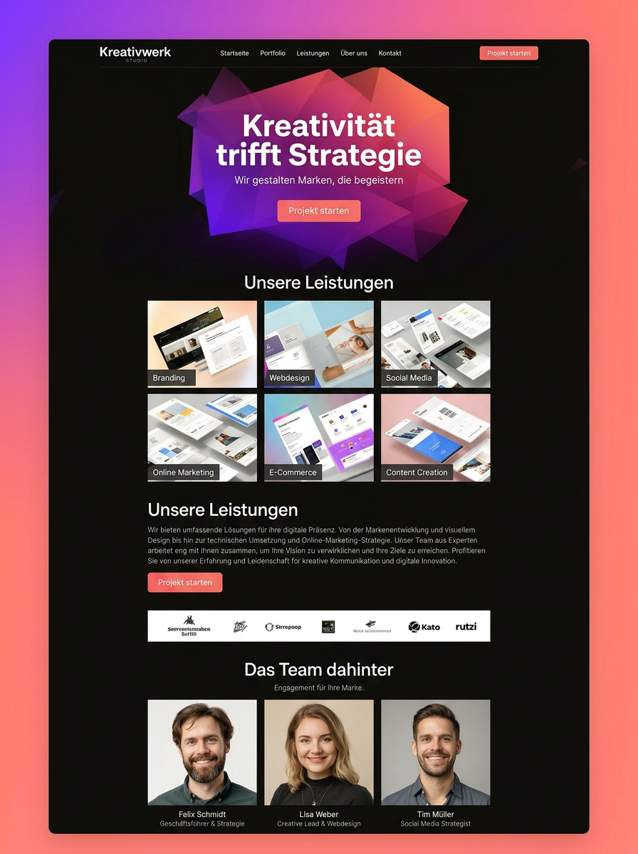 Stroe Studio Webdesign Vorlage – Kreativwerk Studio für Kreativ & Agentur von Stroe Media