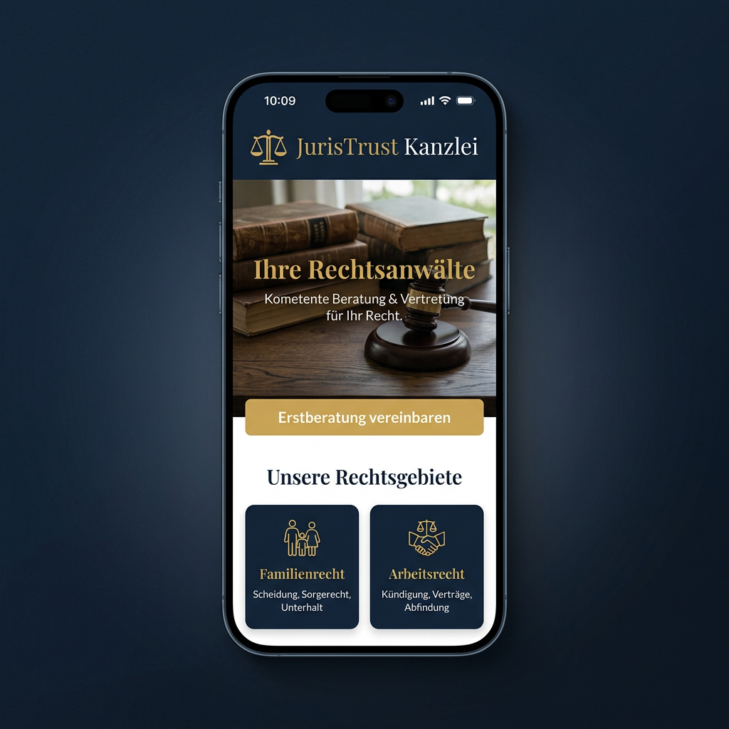 Stroe Studio Webdesign – JurisTrust Kanzlei Mobile Ansicht von Stroe Media