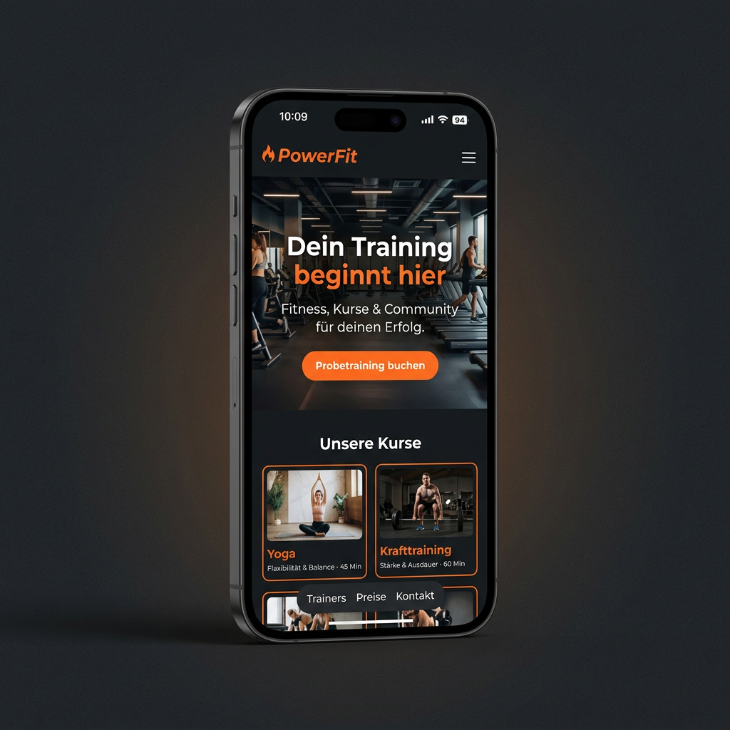 Stroe Studio Webdesign – PowerFit Studio Mobile Ansicht von Stroe Media