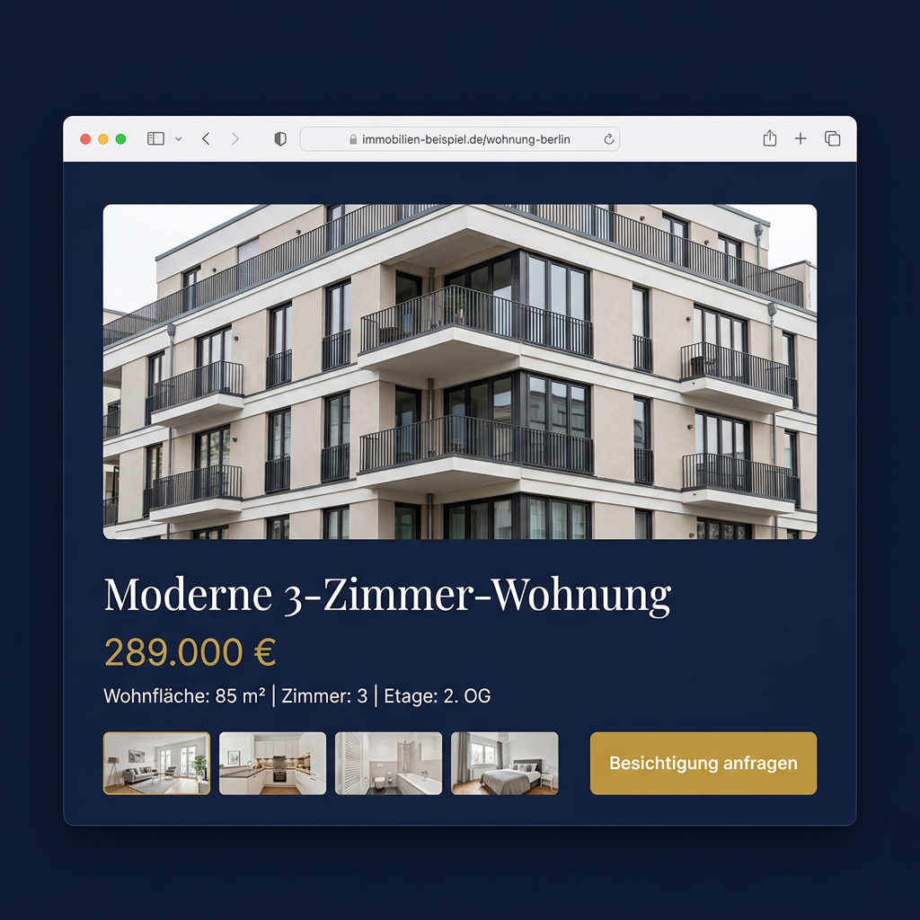 Stroe Studio Webdesign – Residenz Premium Objektdetails – Unterseite von Stroe Media